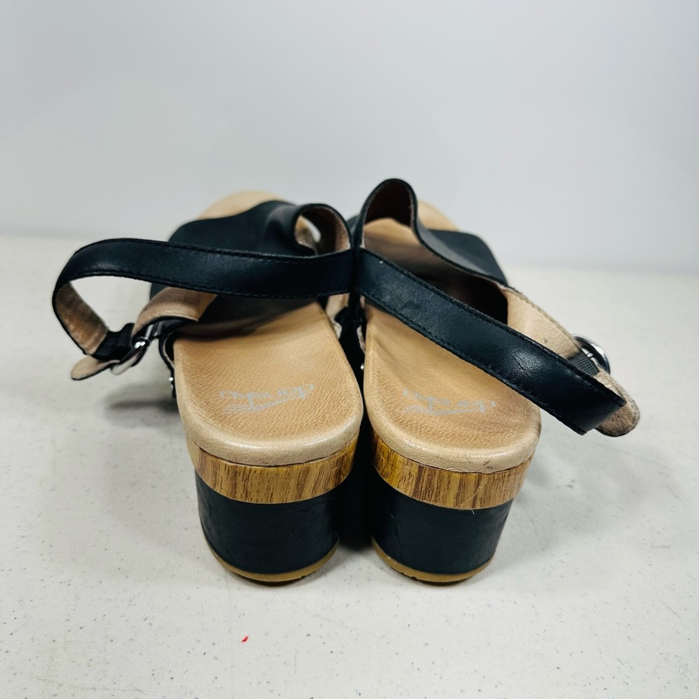 Dansko Sandals Women 42 Madalyn Sling back Black Leather Block Heels US 11 - Picture 5 of 6